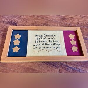 Inspirational Framed Wall Art with Stars - Blue, Cream, and Red